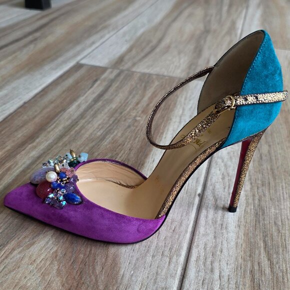 RARE LIMITED EDITION Christian Louboutin Bijoux Leather Suede Pumps Eur. 34.5 - Picture 1 of 15